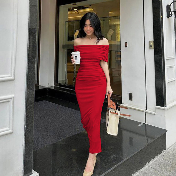 Dame Off-Shoulder Ruffle Bodycon Kjole Stilla