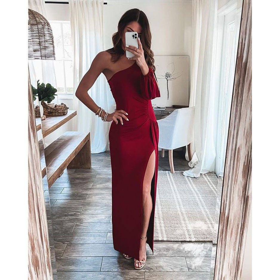 Dame Elegant One-Shoulder Aftenkjole Stiila