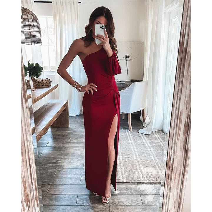Dame Elegant One-Shoulder Aftenkjole Stiila