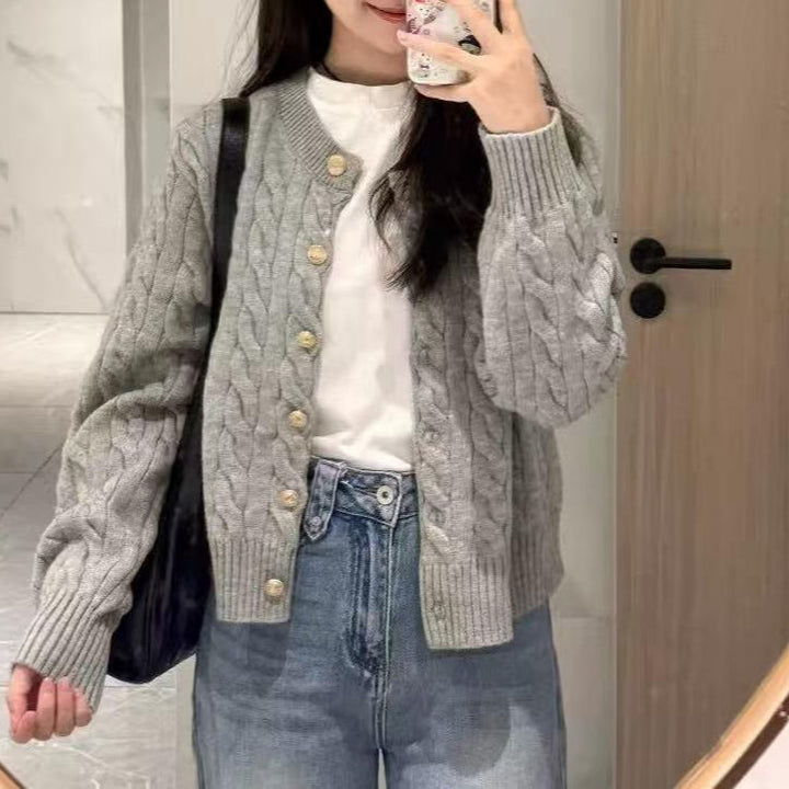 Damer Cozy Cardigan med Kabelstrik Mønster Stilla
