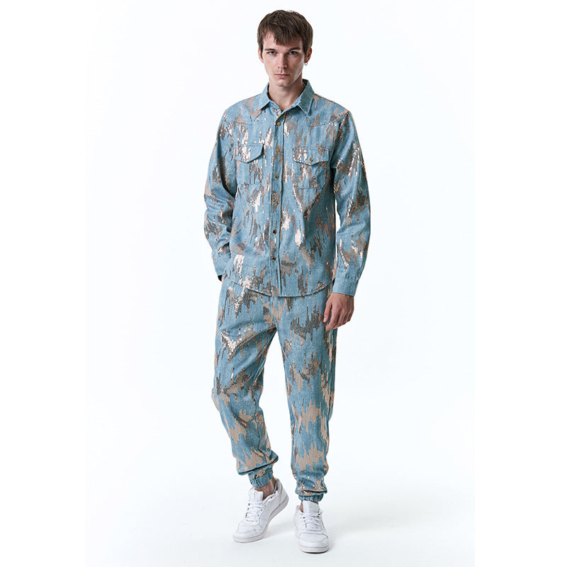 Herre Urban Camouflage Denim Ensemble Stilla