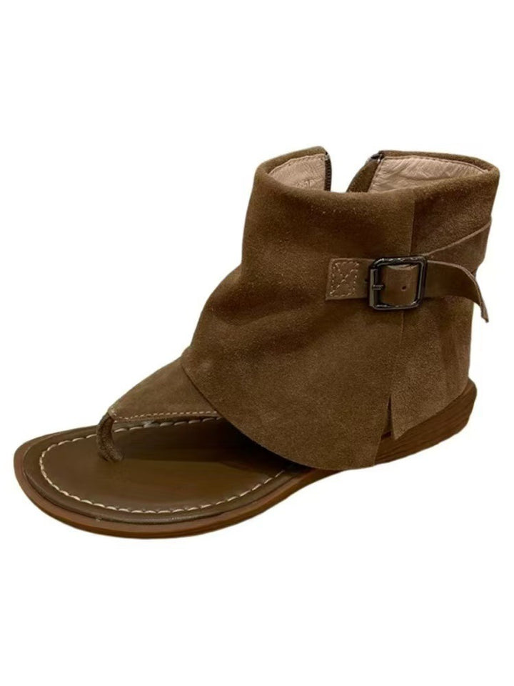 Dame Stilfulde Suede Tå hurtigt Sandaler med Justerbar Ankelrem Stilla