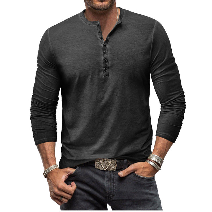 Herrer Langærmet Henley T-shirt med stilfulde knapper Stilla