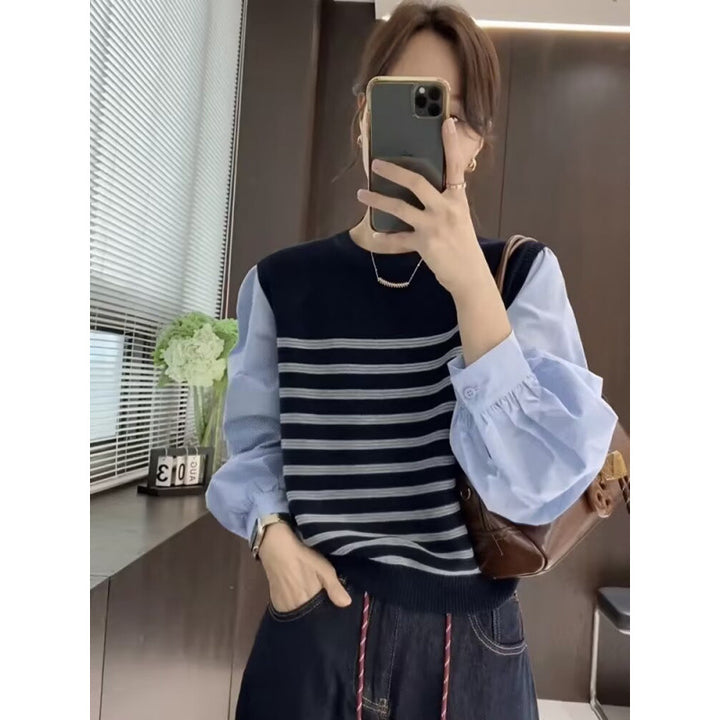 Femme Lagdelt Stribet Strikpullover Stilla
