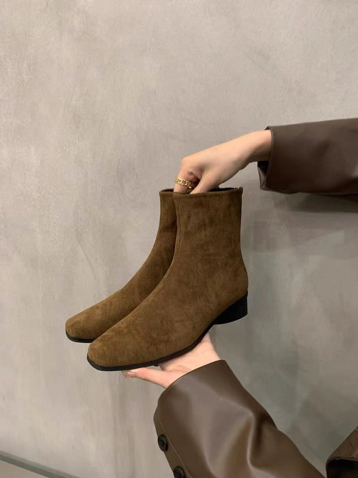 Femme Ultra-Komfort Nubuck Støvler med Blokhæl Stilla