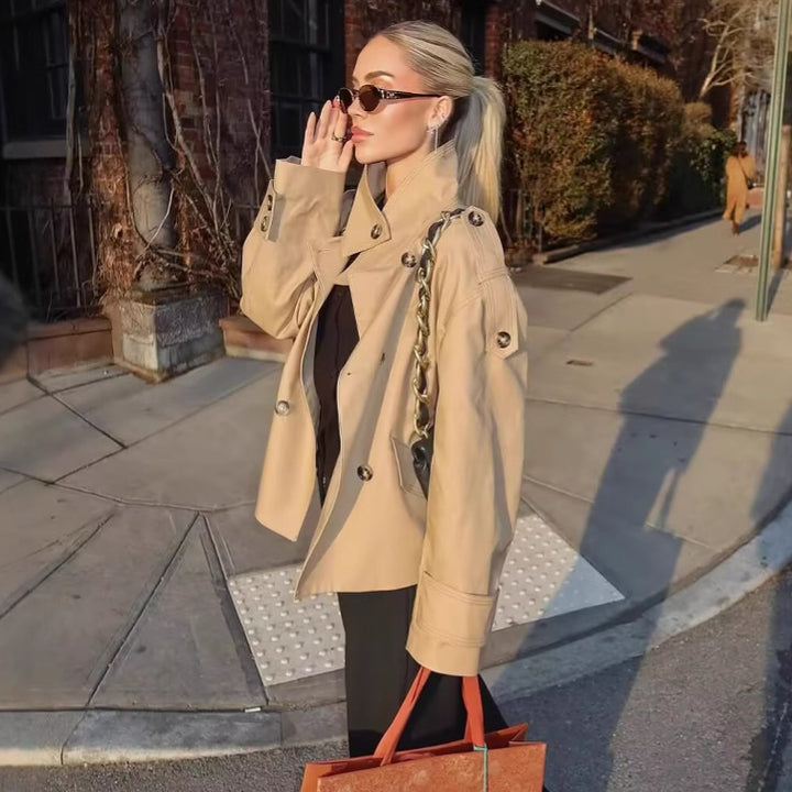 Damer mode kort trench coat jakke Stilla