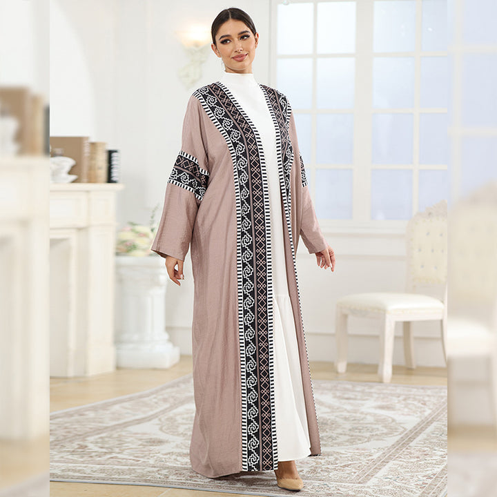 Dame Mode Kaftan med kunstneriske dekorationer Stilla