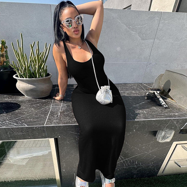 Dame Bodycon Maxikjole med gennemsigtig indsats og tidløst design Stilla