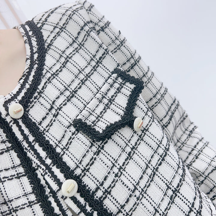 Dame Tweed Jakke med dekorative lommer og struktureret design Stilla