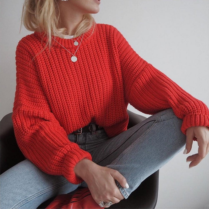 Kvinders afslappede strikket sweater med moderne rib mønster Stilla