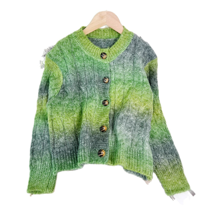 Kvinders elegante cardigan med mode kabelmønster og gradient Stilla