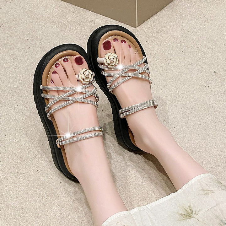 Dame Glamourøse Sandaler med funklende Strass detaljer og skridsikker sål Stilla