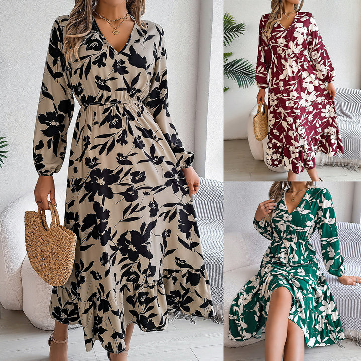 Damer Elegant Maxikjole med blomsterdesign og elastisk talje Stilla