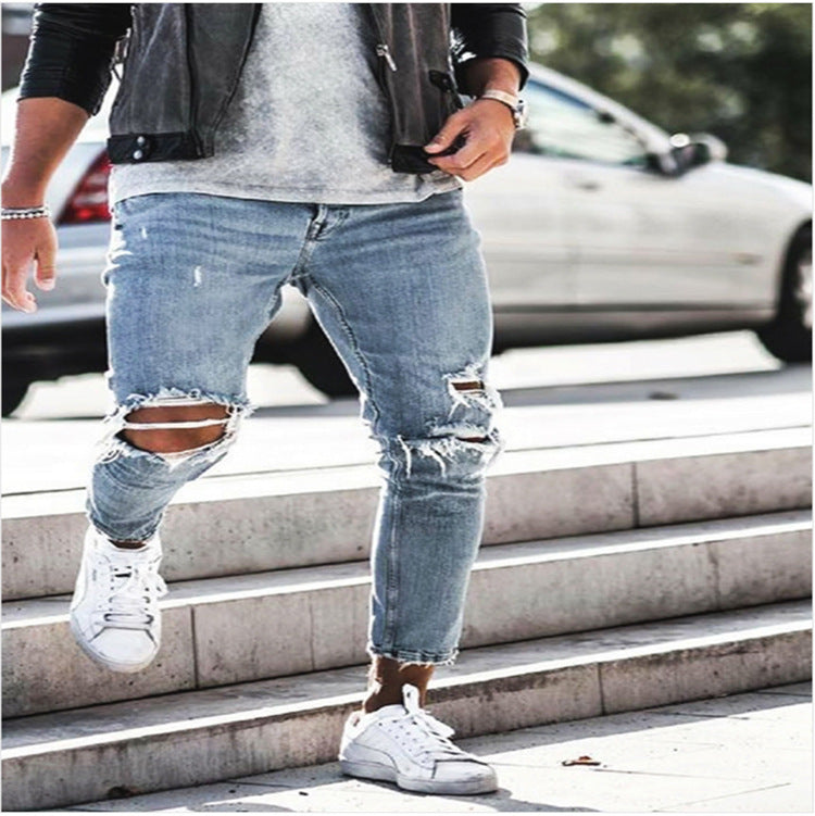 Herrer Revnet Denim Slim-Fit Jeans med modevask Stilla