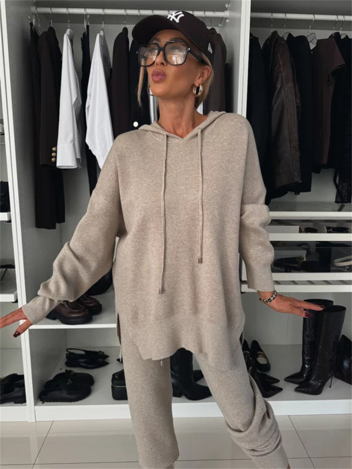 Kvinders sporty loungewear sæt med hættejakke og løs pasform Skovae