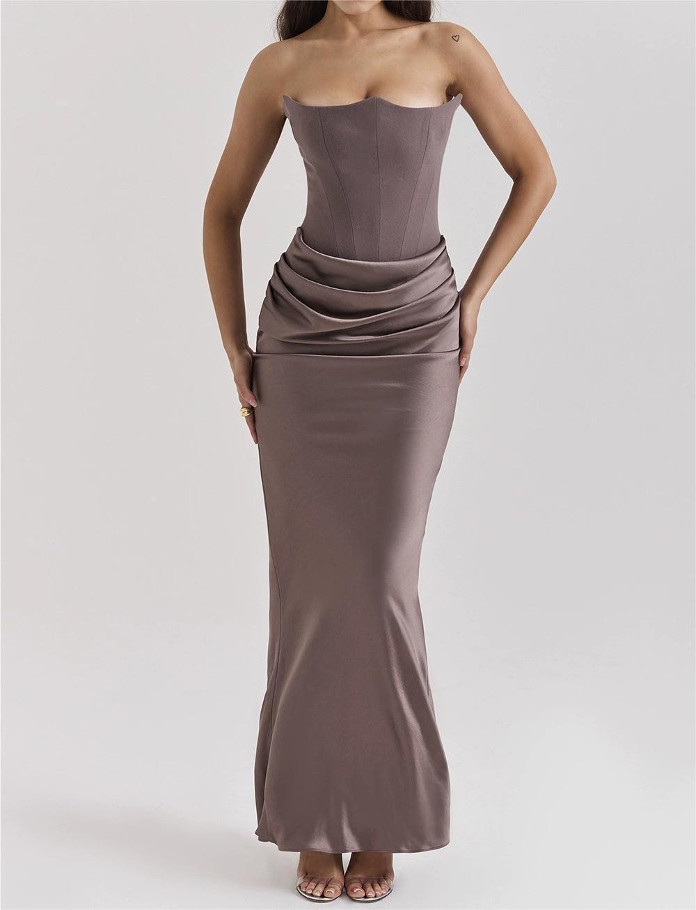 Dame Strapless Aftenkjole med raffineret Drapé Stilla