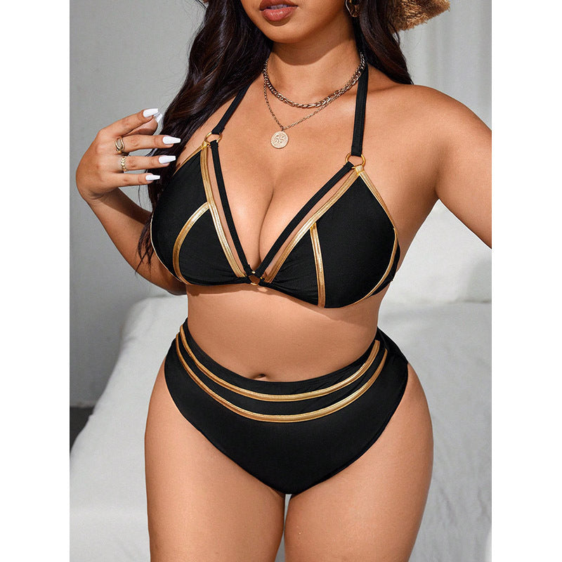 Dame Triangel-Bikini med gyldne accenter Skovae