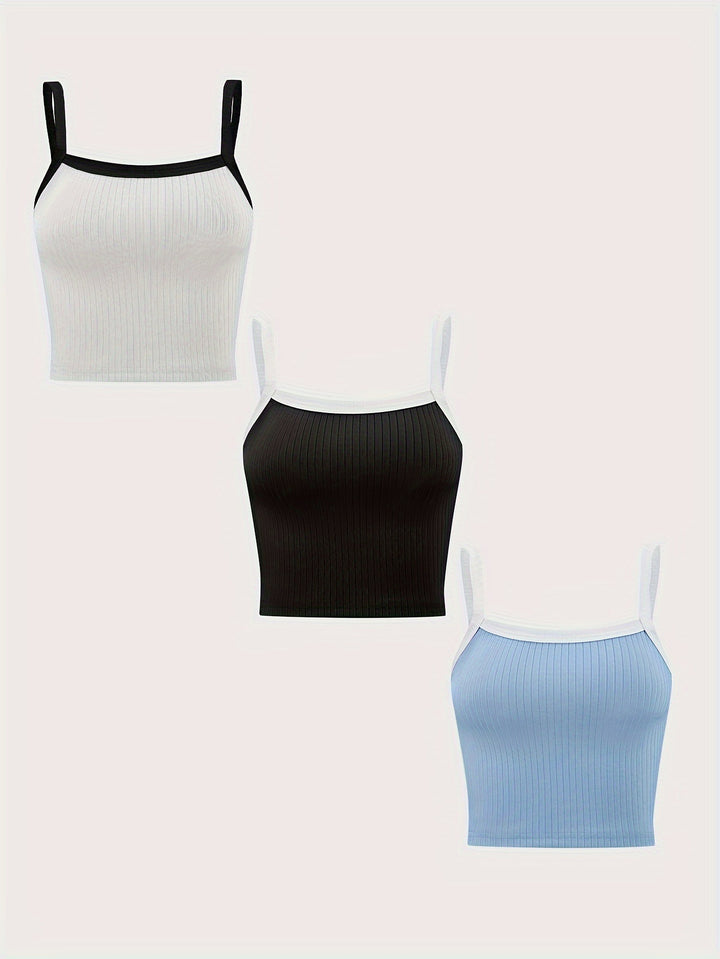 Dame strop top med elastisk rib-design og justerbare stropper Stilla