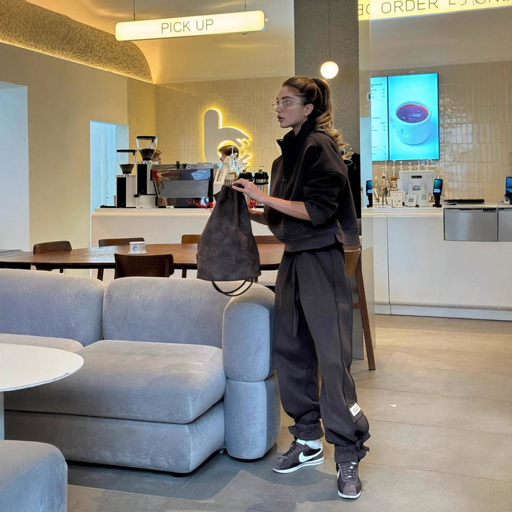 Kvinder Casual Oversized Lounge Sweatjakke og Joggingbuks Sæt Stilla