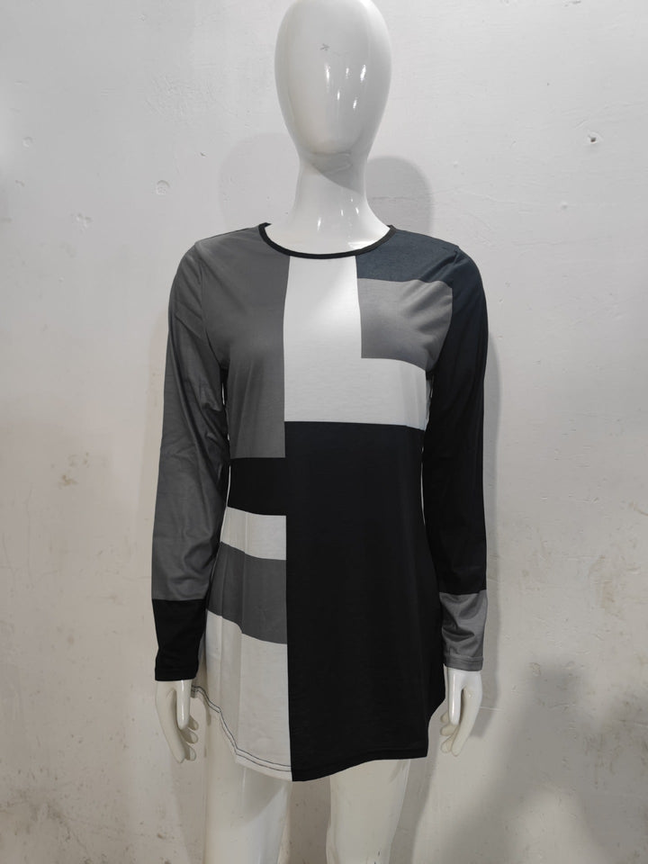 Stilla | Trendy Print Rund Hals Lange Ærmer Top