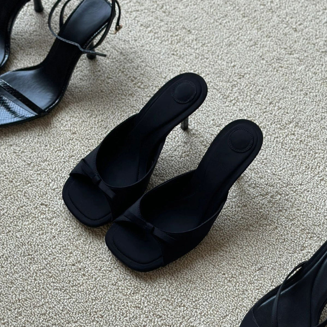 Kvinder Elegante Åben-Tå Sko Højhælede Sandaler med Sløjfe Accent Stilla