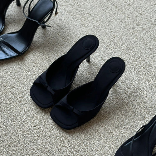 Kvinder Elegante Åben-Tå Sko Højhælede Sandaler med Sløjfe Accent Stilla