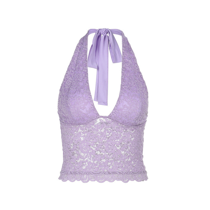 Dame Halsbånd Spids Crop Top Stilla