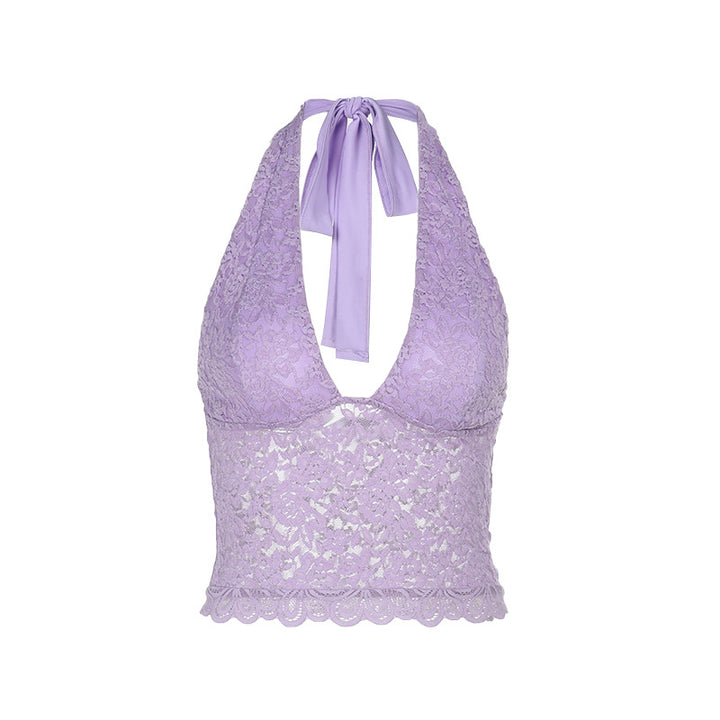 Dame Halsbånd Spids Crop Top Stilla