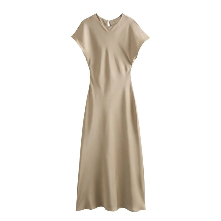 Stilla | Luminous Satin Feel Uden Ærmer Midi Kjole