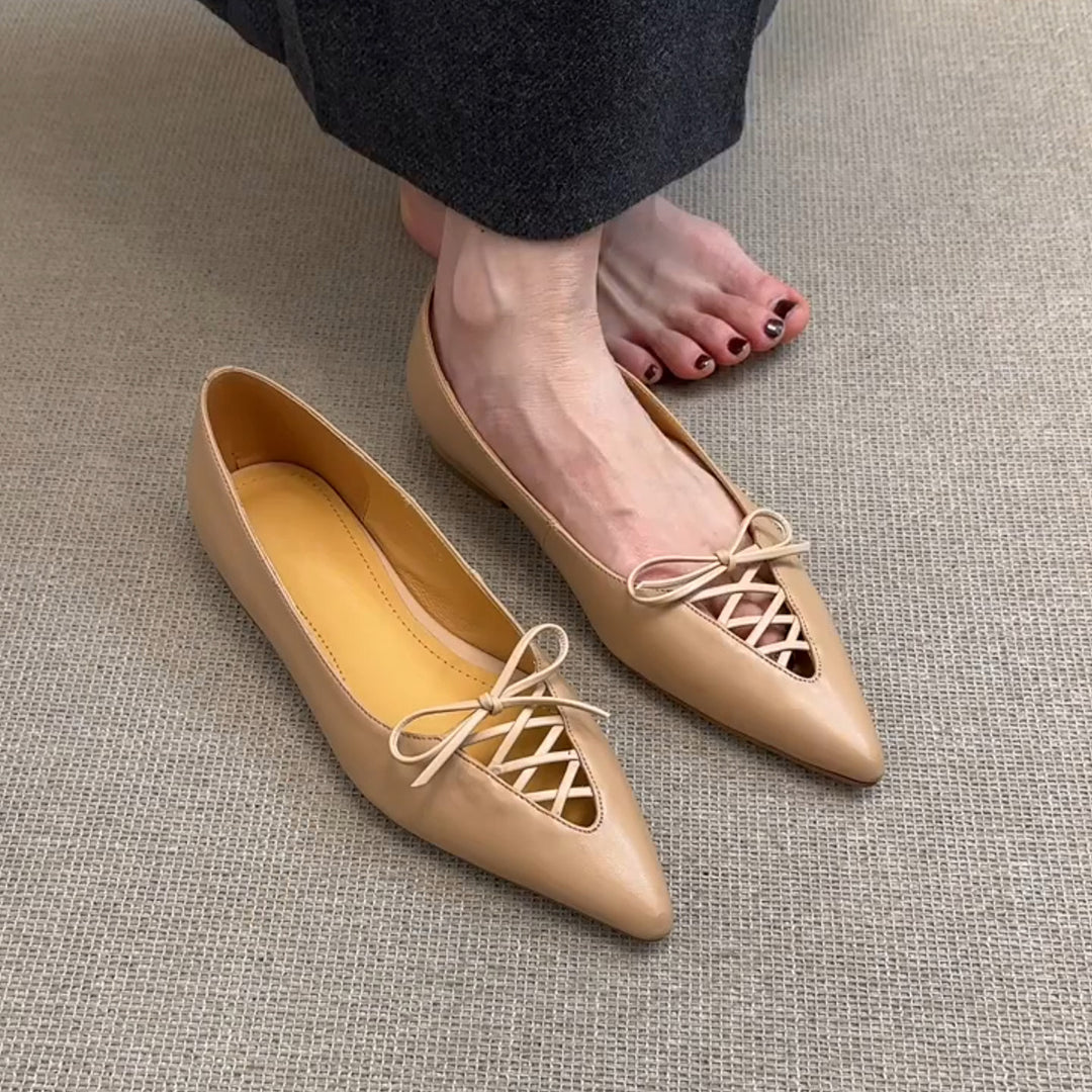 Dame Elegant Spidse Balletsko med dekorativ Krydsning Stilla