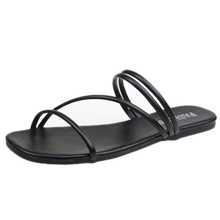 Dame nan minimalistisk slip-on sandal med filigran stropper og polstret komfortfodbed Skovae