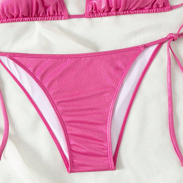 Dame Triangel-Bikini med glitrende finish og justerbare bindebånd Skovae