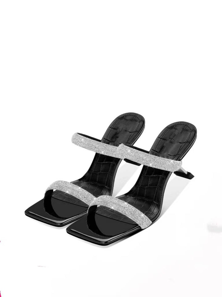 Dame Strappy Højhælede Mules med Rhinestones Stilla