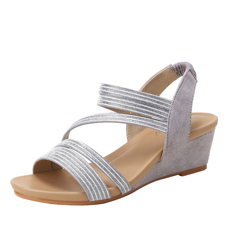 Dame Wedge-sandaler med glitrende remme og komfortabel dæmpning Stilla