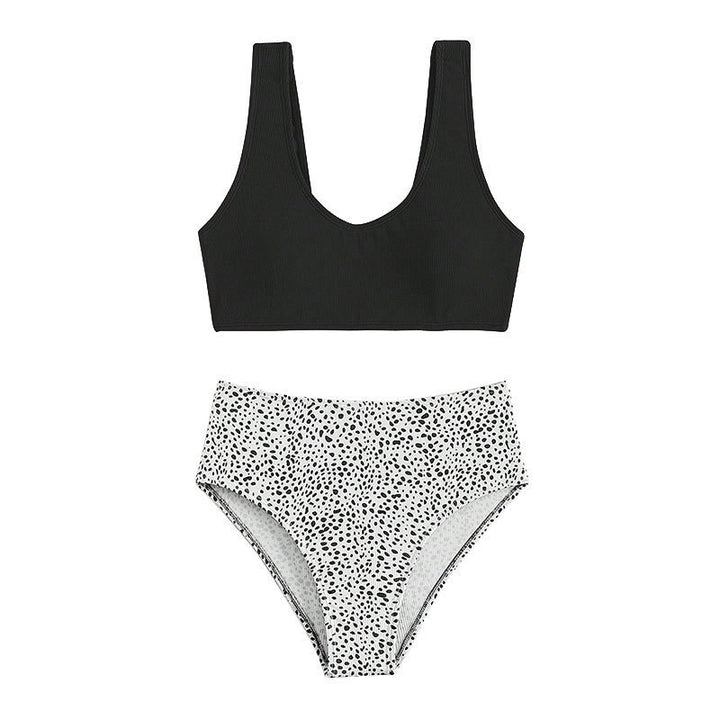 Dame Højskåret Bikini-sæt med moderigtigt top Skovae
