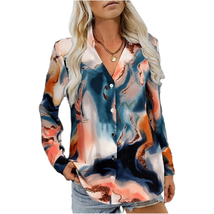 Dame chiffonbluse med elegant marmor-design Stilla