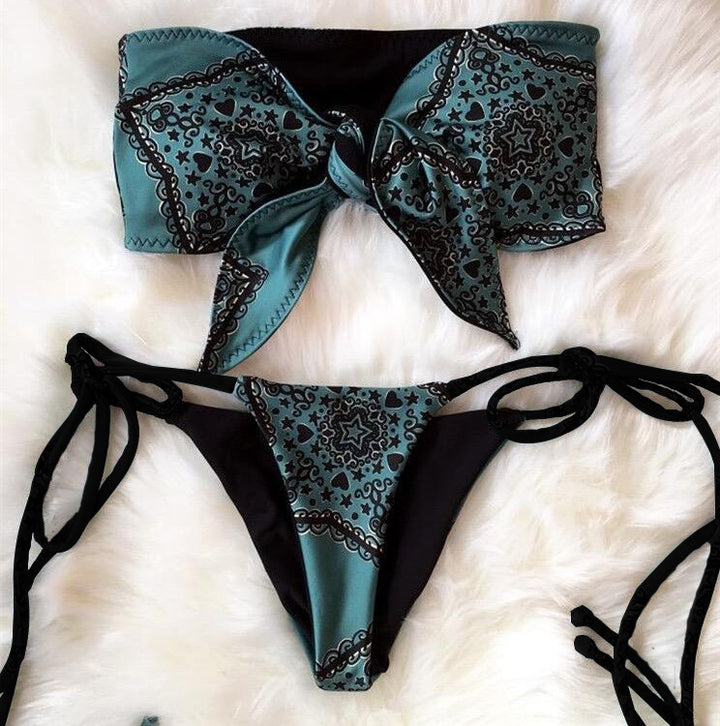 Dame Bandeau-Bikini med legende knude-design Skovae