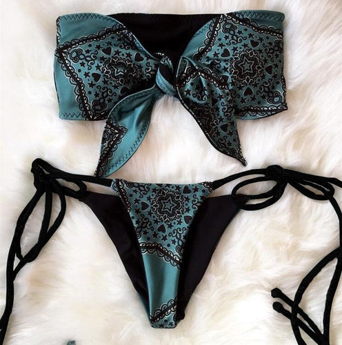 Dame Bandeau-Bikini med legende knude-design Skovae