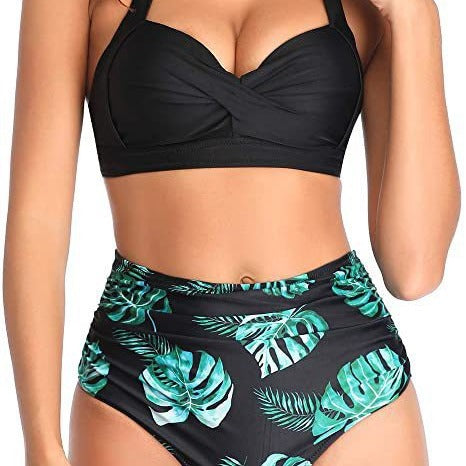 Damer Højskåret Bikini med elegant Faldfront og justerbare Stropper Stilla