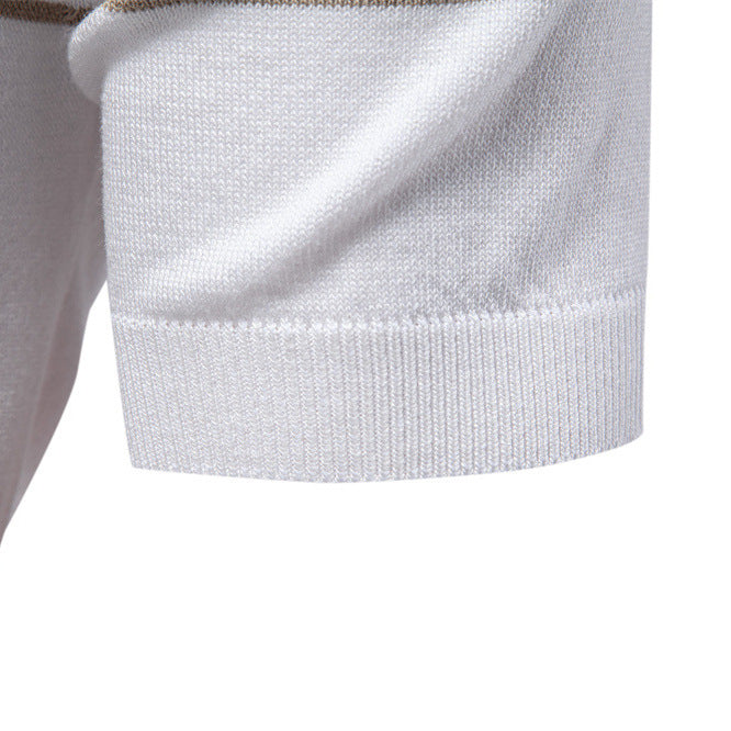 Herrer Polo-T-shirt med elegant halv lynlås og sporty stribemønster Stilla