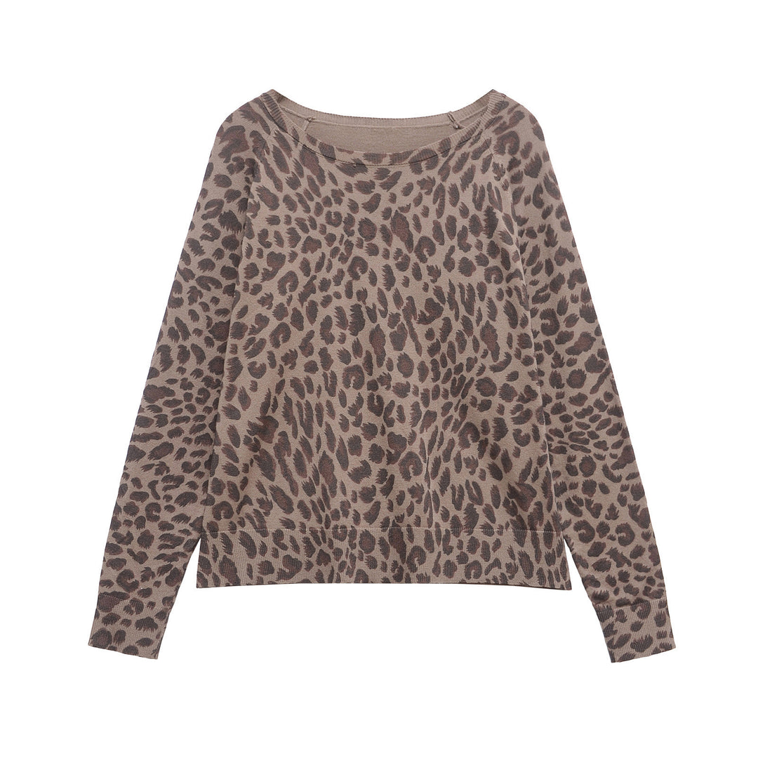 Femme Behagelig Leopard Print Pullover Stilla