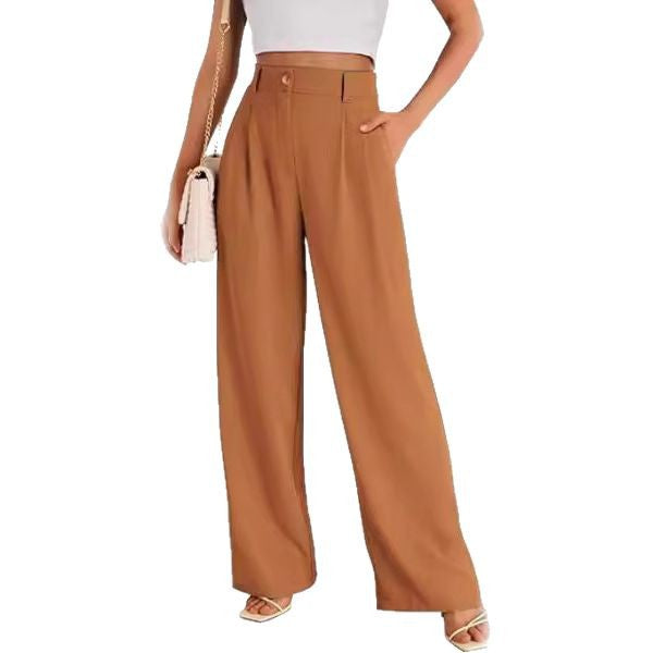 Dame bred High-Waist bukser med elegant frontfold og praktiske lommer Stilla