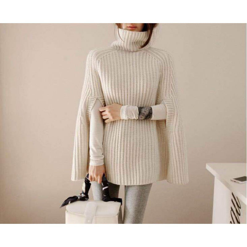 Kvinders mode sweater med turtleneck og bælte Stilla
