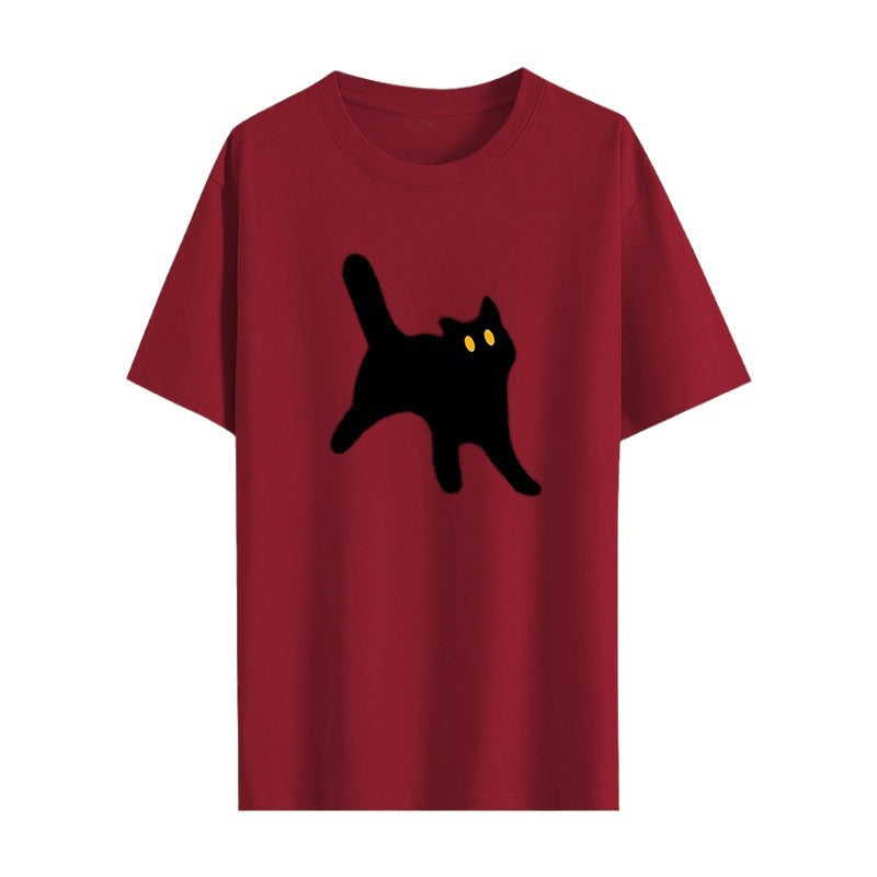 Dame T-shirt med kreativ katte-design og afslappet pasform Stilla