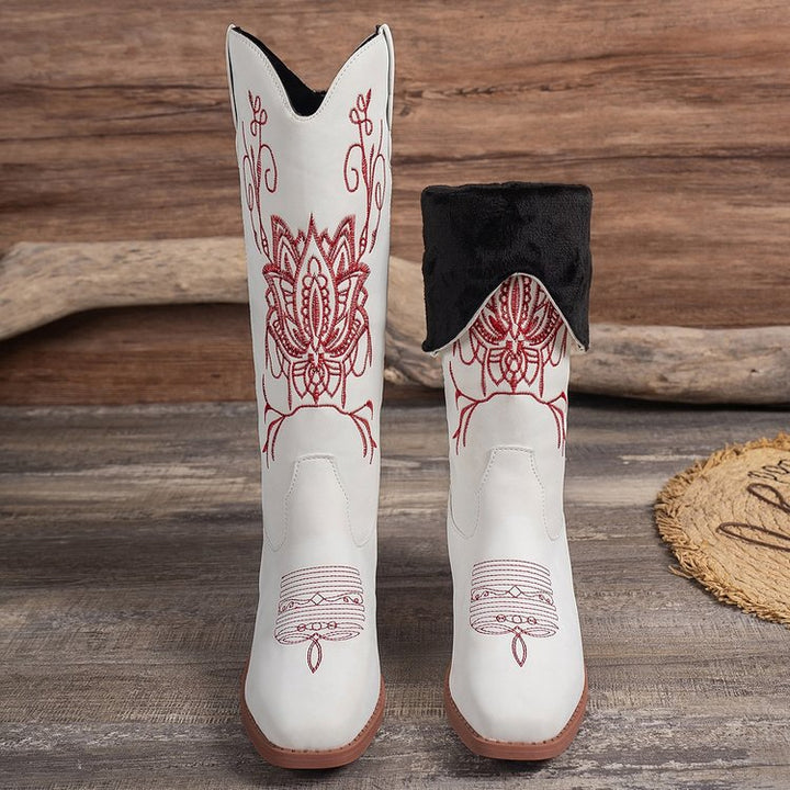Dame cowboystøvler med detaljerede broderier Stilla