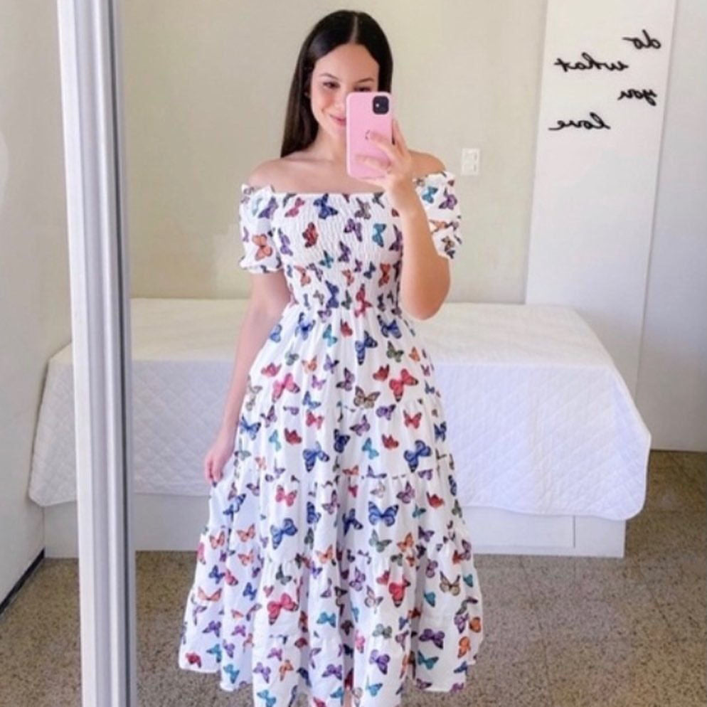 Dame sommerkjole med off-shoulder design Stilla