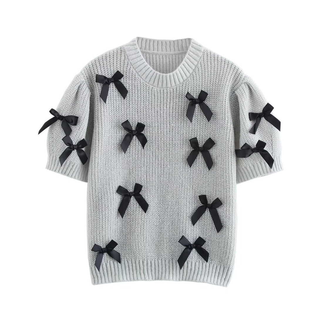 Dame Kortærmet Pullover med dekorative Sløjfer Stilla