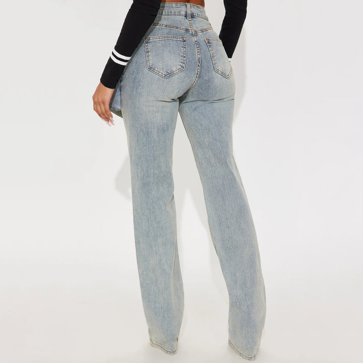 Dame Designer Jeans med Asymmetrisk Skæring Stilla