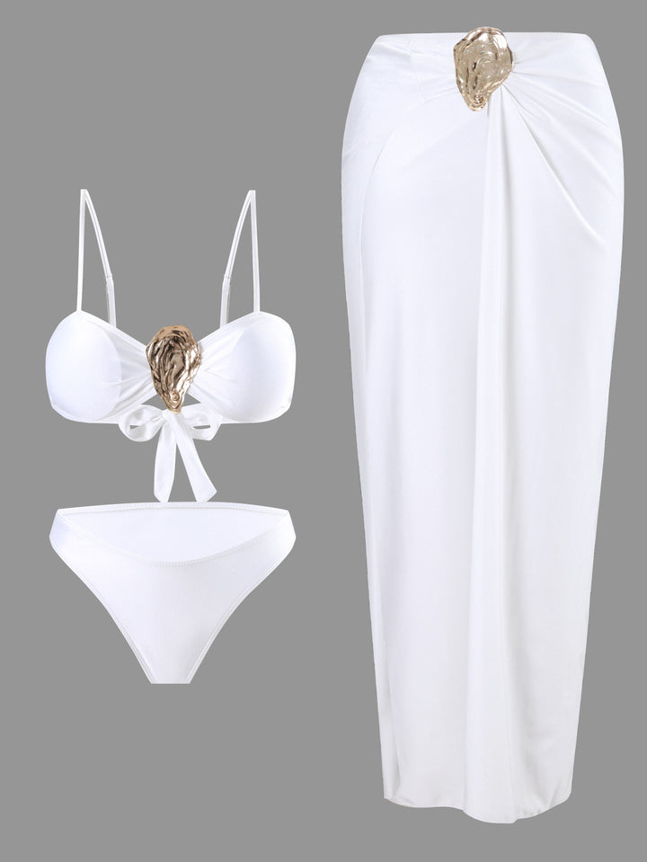 Dame bikini-sæt med elegant omslagsskørt-udseende og glamorøs klips Stilla
