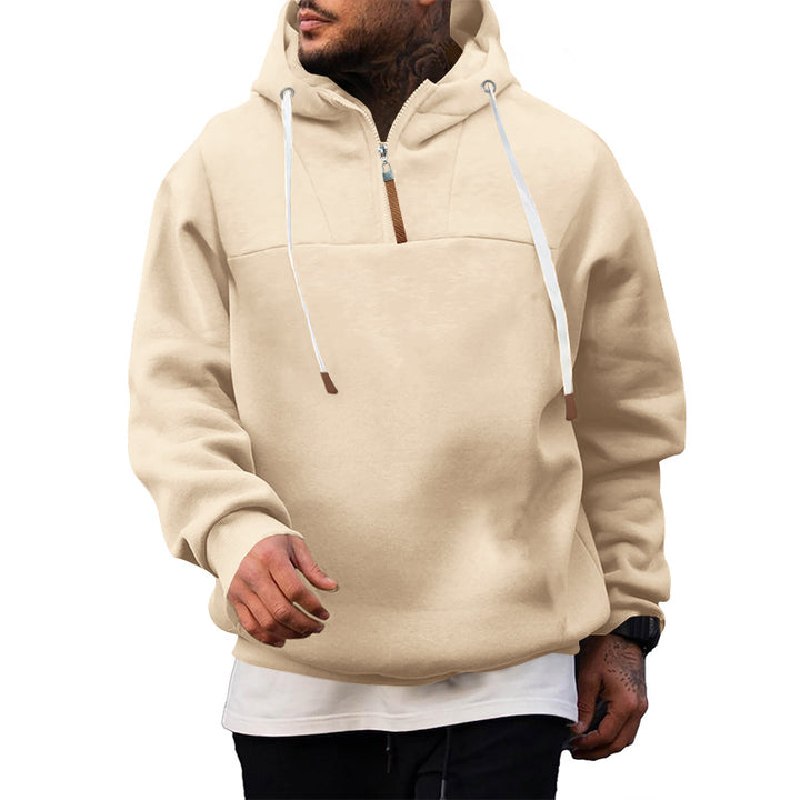 Herre funktionel hættepullover med halv lynlås og innovative detaljer Stilla